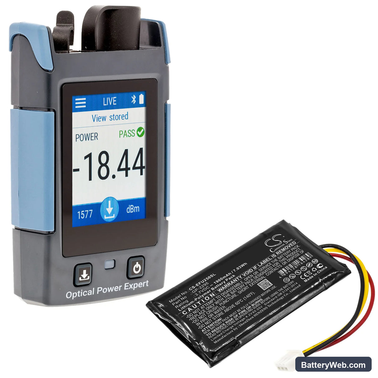 EXFO PX1 Replacement Battery, 3.7V, 1900mAh, Li-Polymer 6