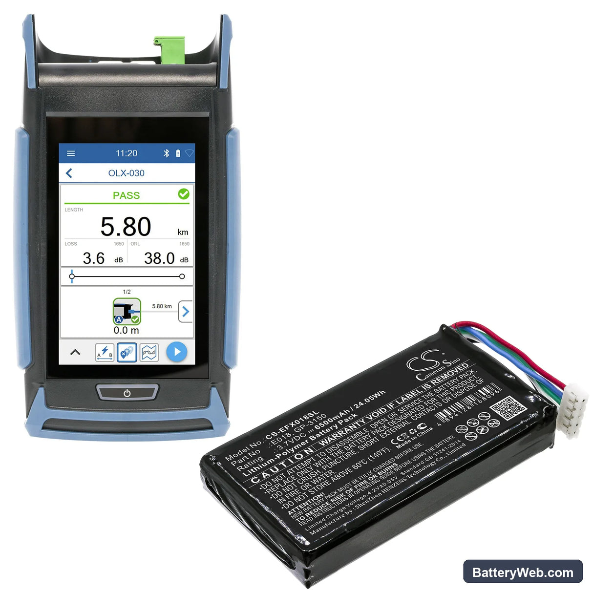 EXFO OX1 Replacement Battery, 3.7V, 6500mAh, Li-Polymer 6