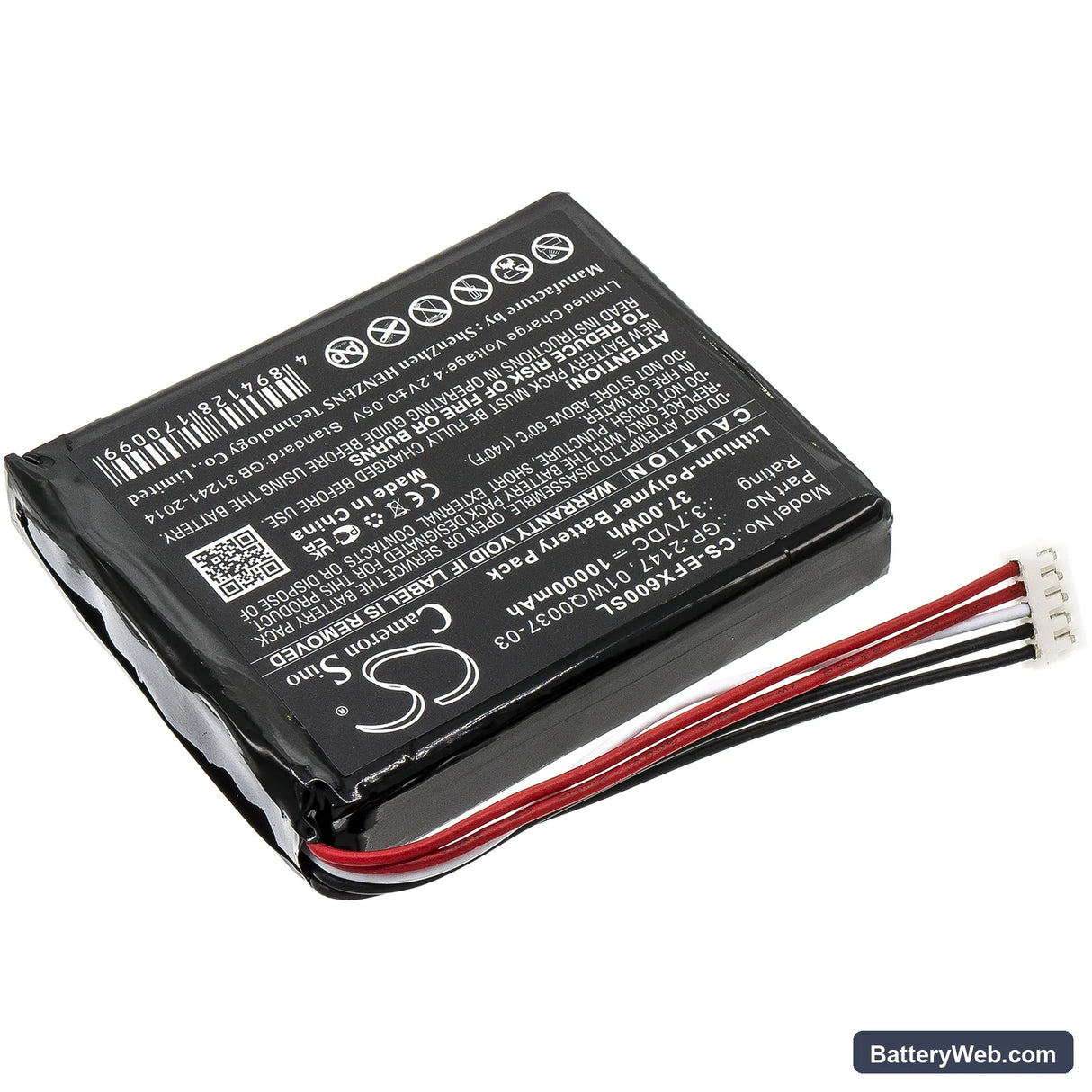 EXFO MAX-600 Replacement Battery, 3.7V, 10000mAh, Li-Polymer 2