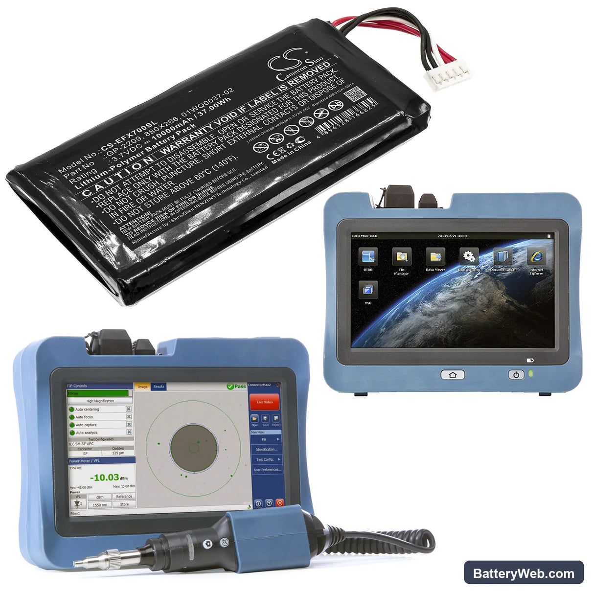 EXFO MAX-700 Replacement Battery, 3.7V, 10000mAh, Li-Polymer 6