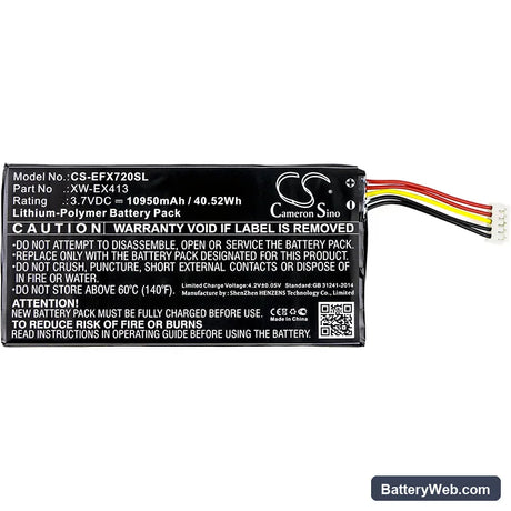 EXFO MAX-710B Replacement Battery, 3.7V, 10950mAh, Li-Polymer 3