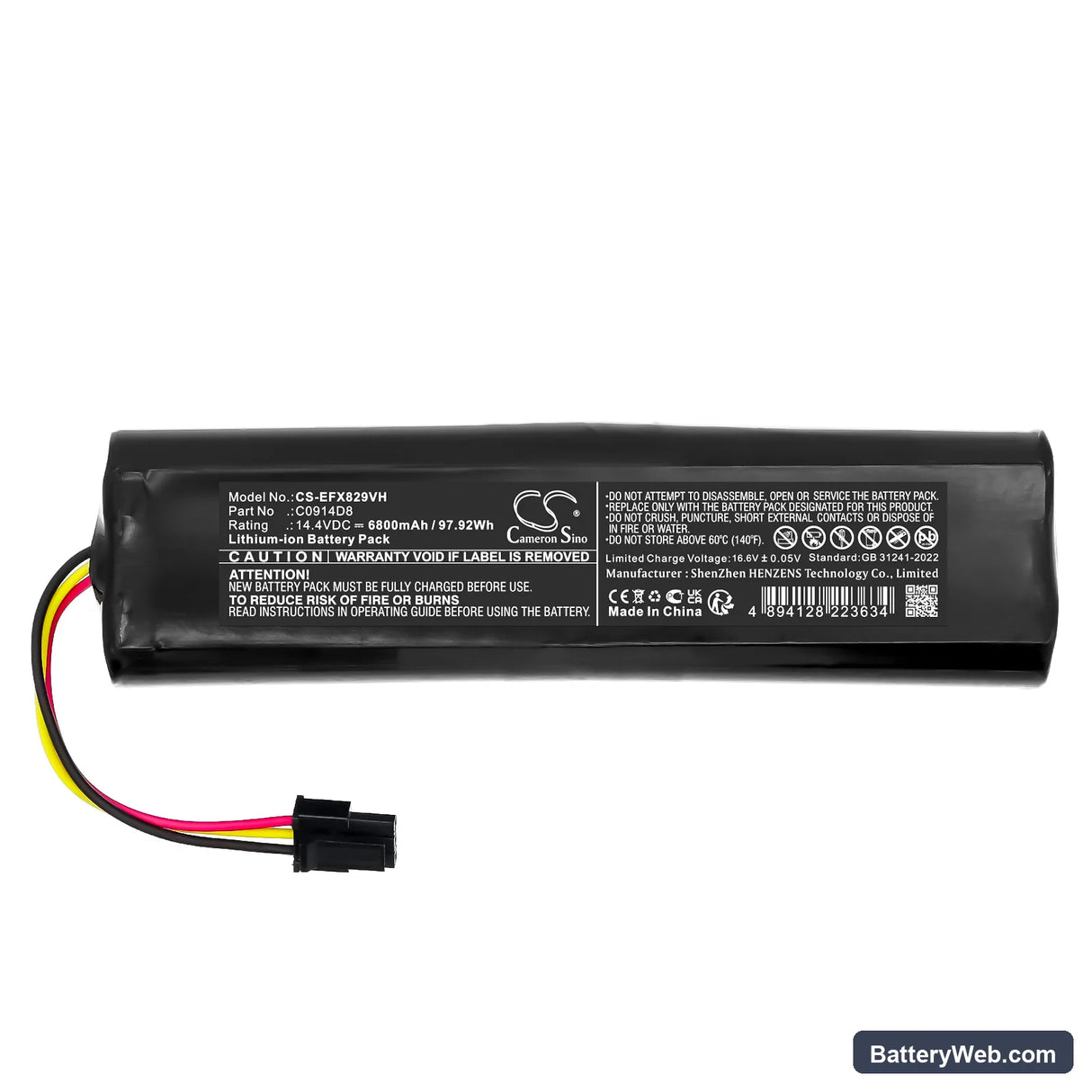 Eufy SES Replacement Battery, 14.4V, 6800mAh, Li-ion 3