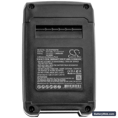 Einhell PXBP-600 Replacement Battery, 18V, 2000mAh, Li-ion 5