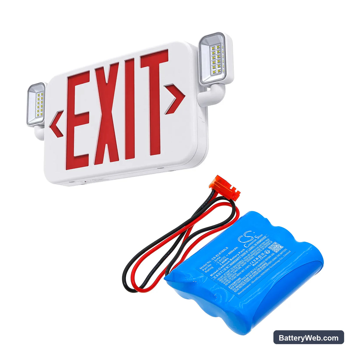 Elxteu Best Lighting Emergency Exit Sign Replacement Battery, 3.6V, 800mAh, Ni-CD 6