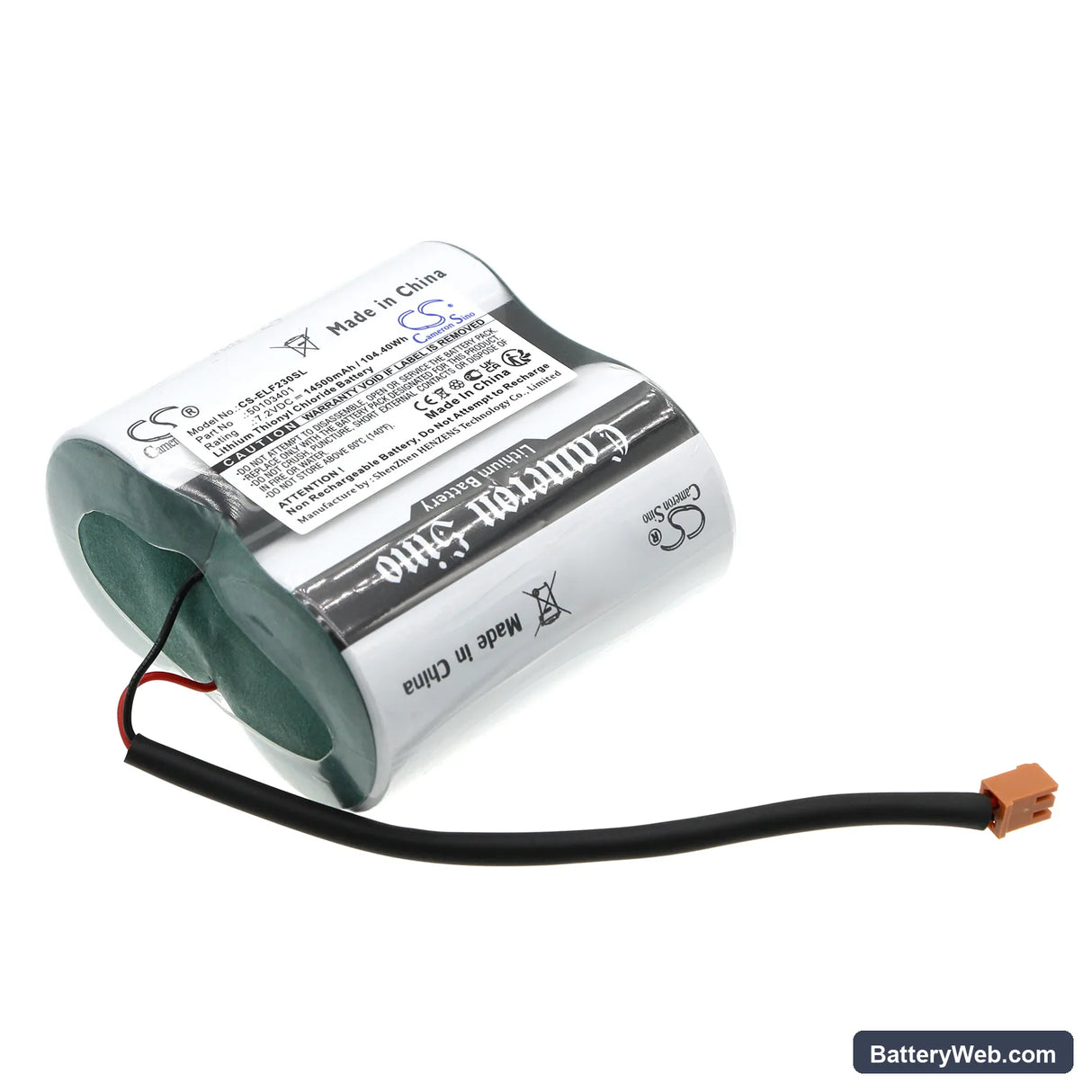 Elster FE230 Replacement Battery, 7.2V, 14500mAh, Li-SOCl2 1