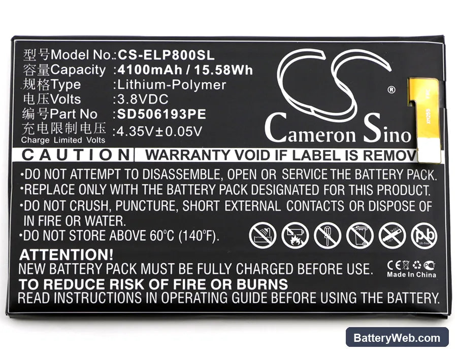 Elephone P8000 Replacement Battery, 3.8V, 4100mAh, Li-Polymer 3