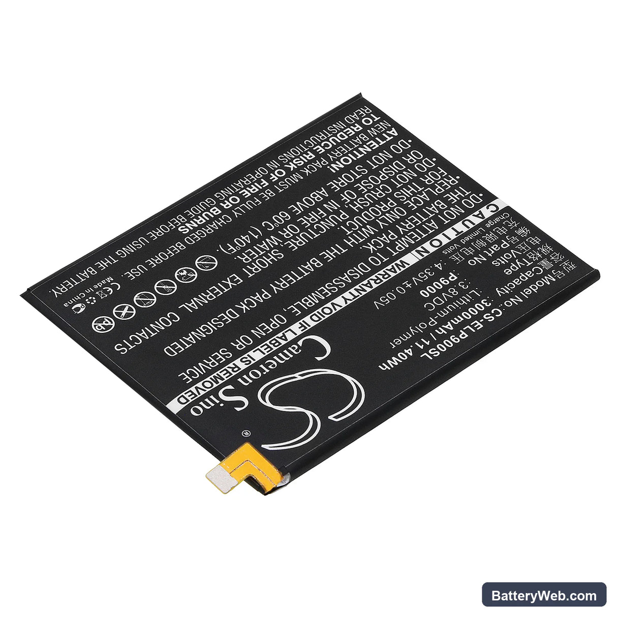 Elephone P9000 Replacement Battery, 3.8V, 3000mAh, Li-Polymer 2