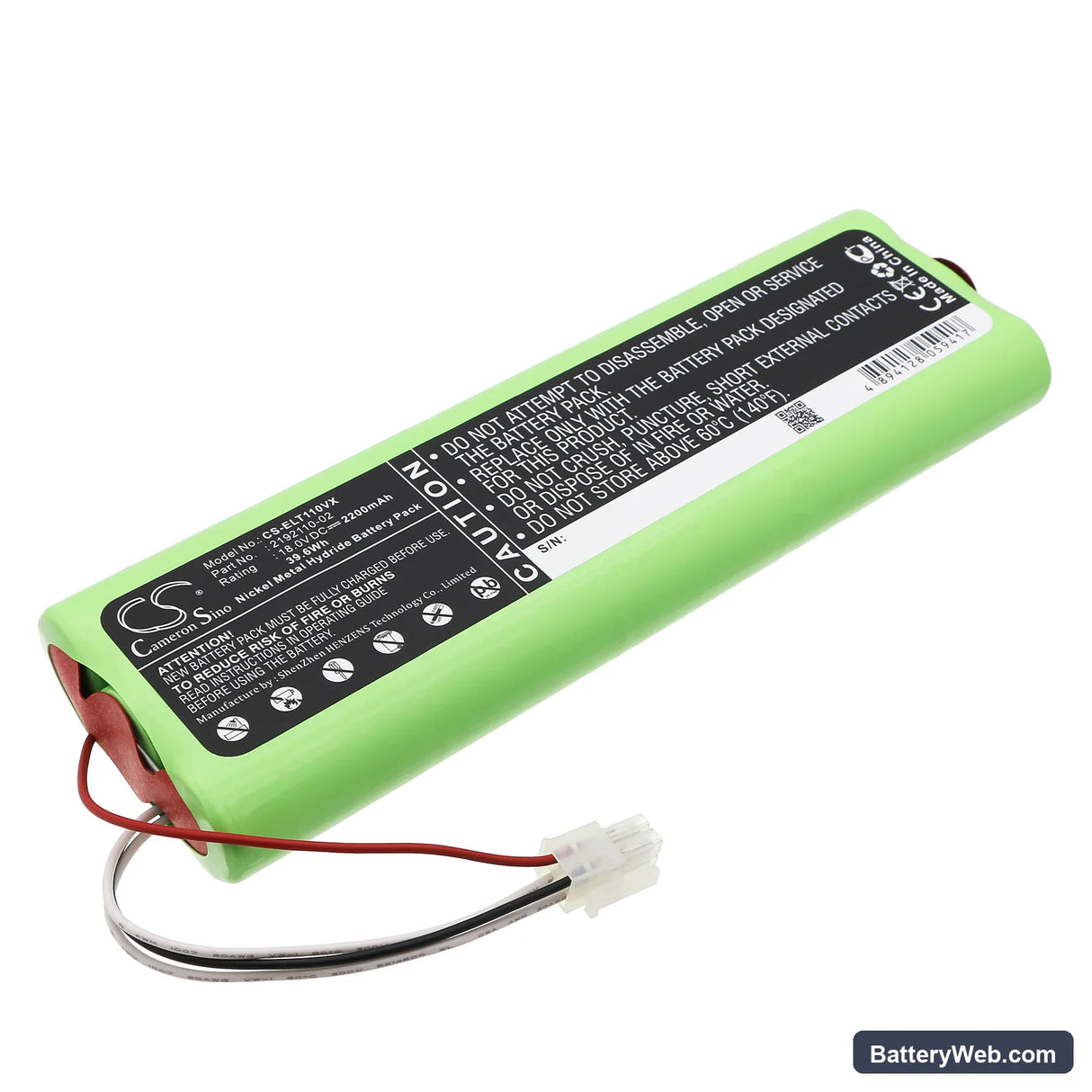 Electrolux Trilobite Replacement Battery, 18V, 2200mAh, Ni-MH 1