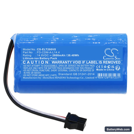 Elfbot T2 Replacement Battery, 14.8V, 2600mAh, Li-ion 3