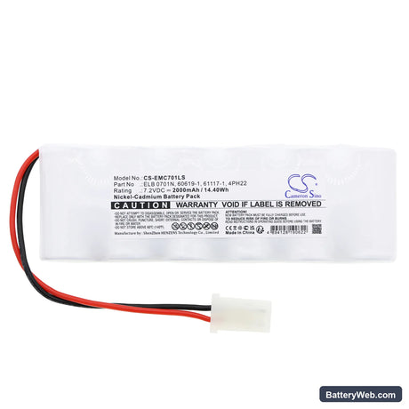 Lithonia LV S W R 120/277 ELN UM Replacement Battery, 7.2V, 2000mAh, Ni-CD 3