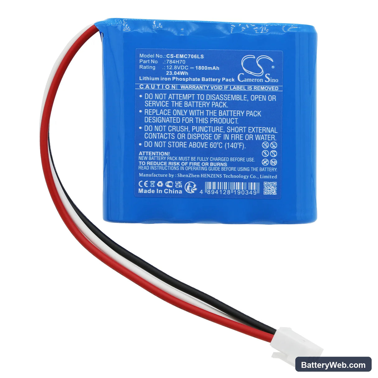 Dual-Lite DYN6I Replacement Battery, 12.8V, 1800mAh, LiFePO4 3