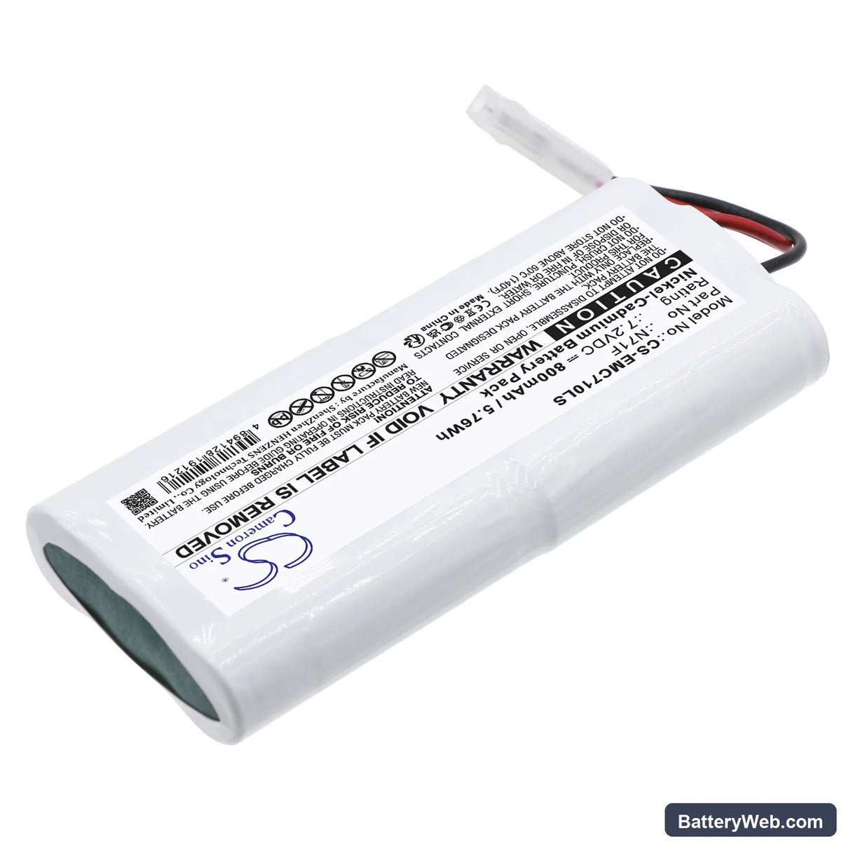 BIG BEAM ECHL1RWW Replacement Battery, 7.2V, 800mAh, Ni-CD 2
