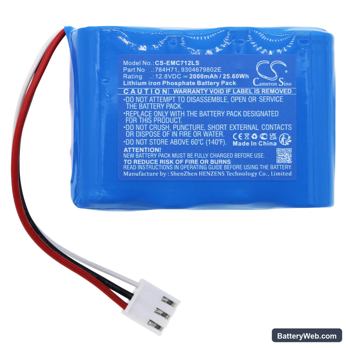 Dual-Lite EVCH12 Replacement Battery, 12.8V, 2000mAh, LiFePO4 3