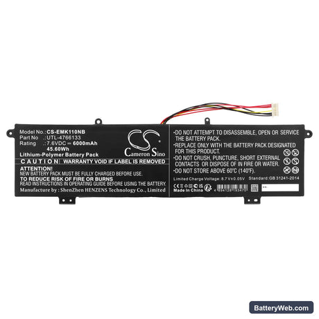 Evolve Maestro E book 11 Replacement Battery, 7.6V, 6000mAh, Li-Polymer 3
