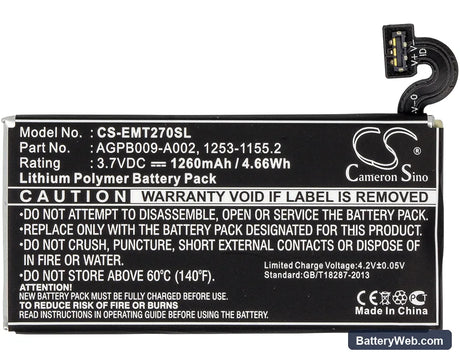 Sony Ericsson Xperia MT27 Replacement Battery, 3.7V, 1260mAh, Li-Polymer 5