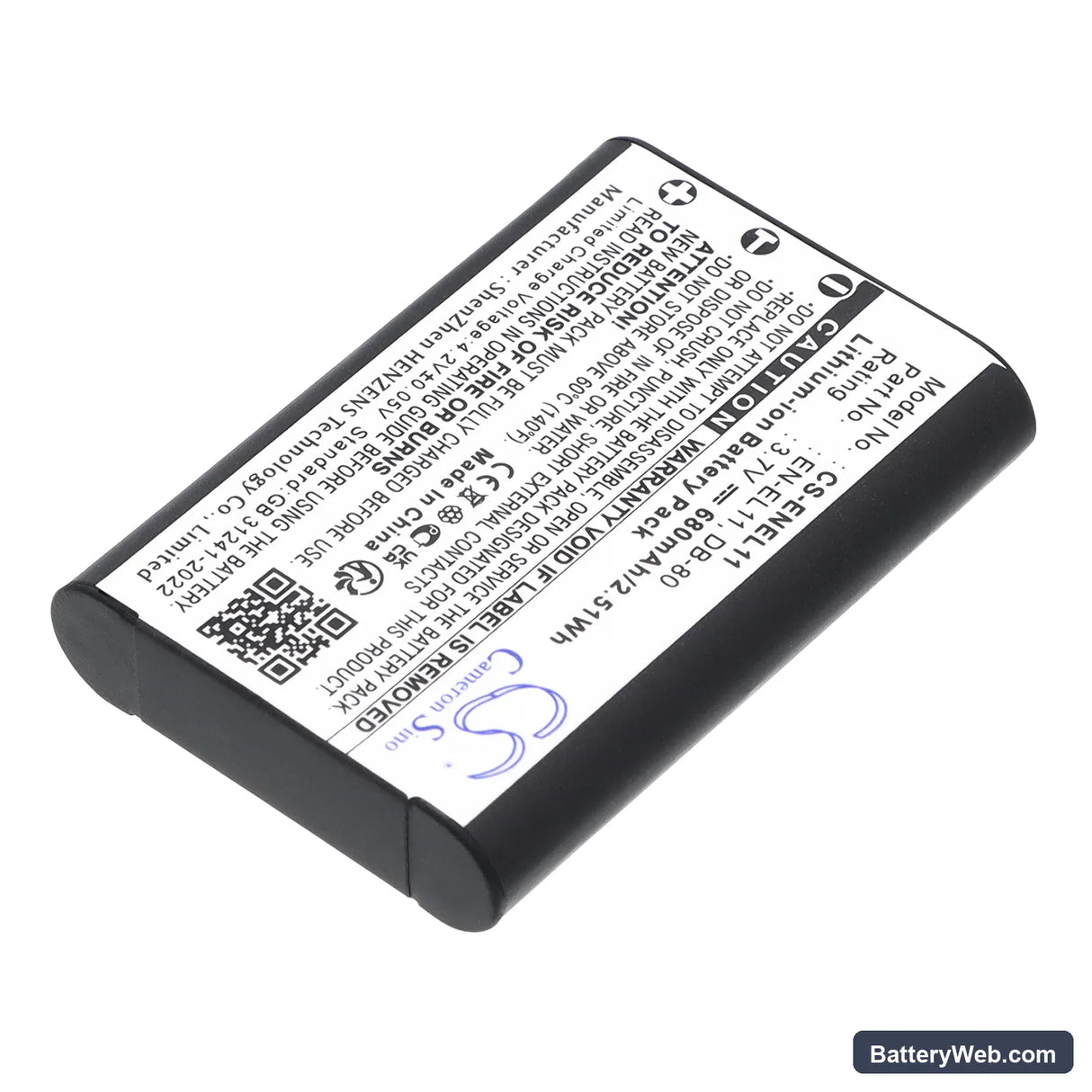 NiKon Coolpix S550 Replacement Battery, 3.7V, 680mAh, Li-ion 2