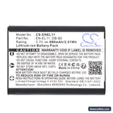 NiKon Coolpix S550 Replacement Battery, 3.7V, 680mAh, Li-ion 5