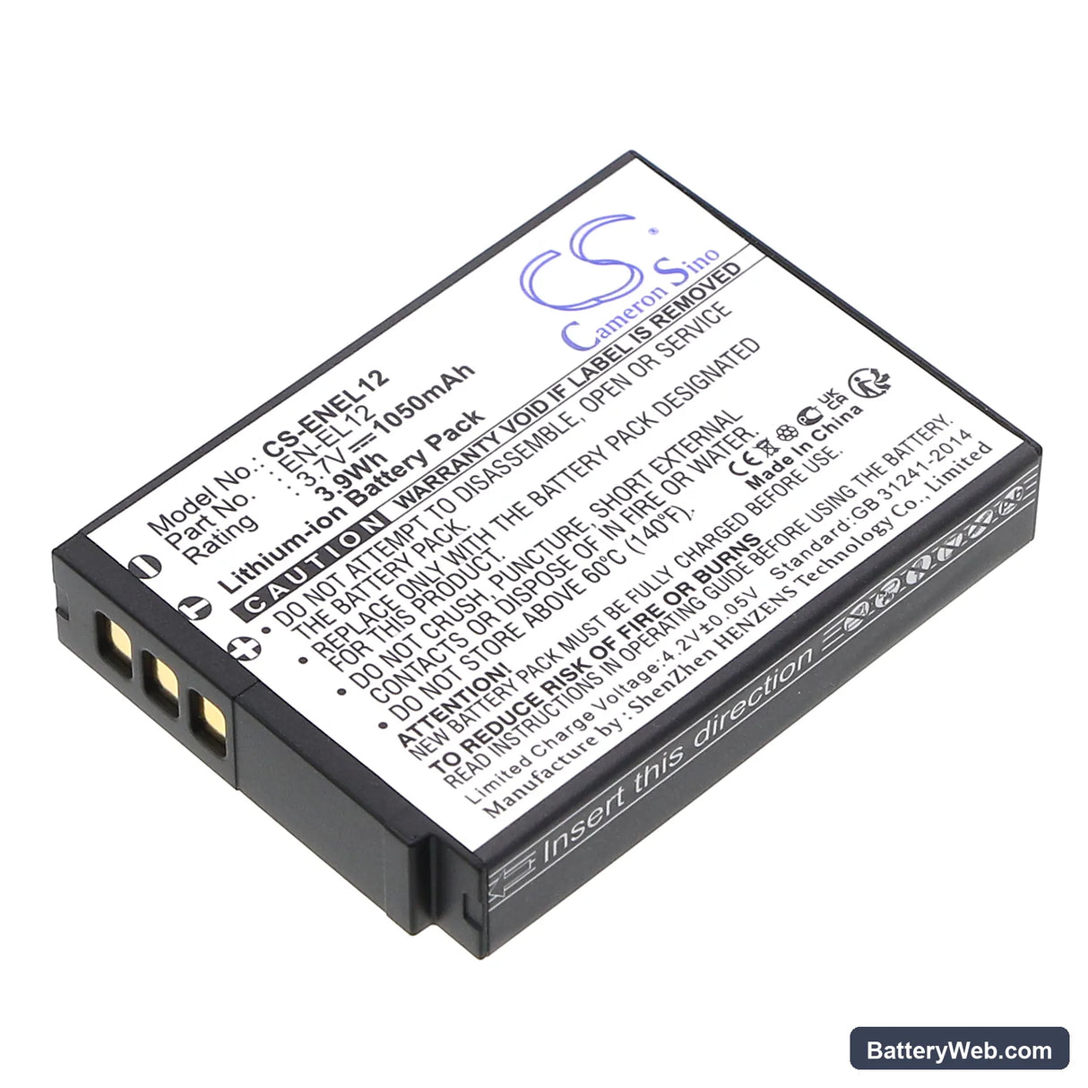NiKon Coolpix S610 Replacement Battery, 3.7V, 1050mAh, Li-ion 1