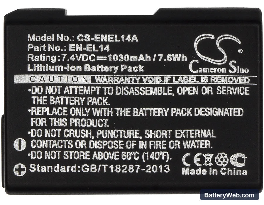 NiKon Coolpix P7000 Replacement Battery, 7.4V, 1030mAh, Li-ion 5