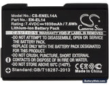 NiKon Coolpix P7000 Replacement Battery, 7.4V, 1030mAh, Li-ion 5