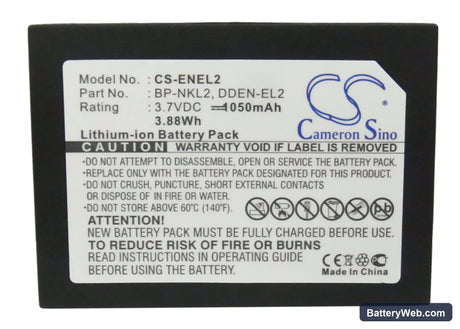 NiKon Coolpix 2500 Replacement Battery, 3.7V, 1050mAh, Li-ion 5