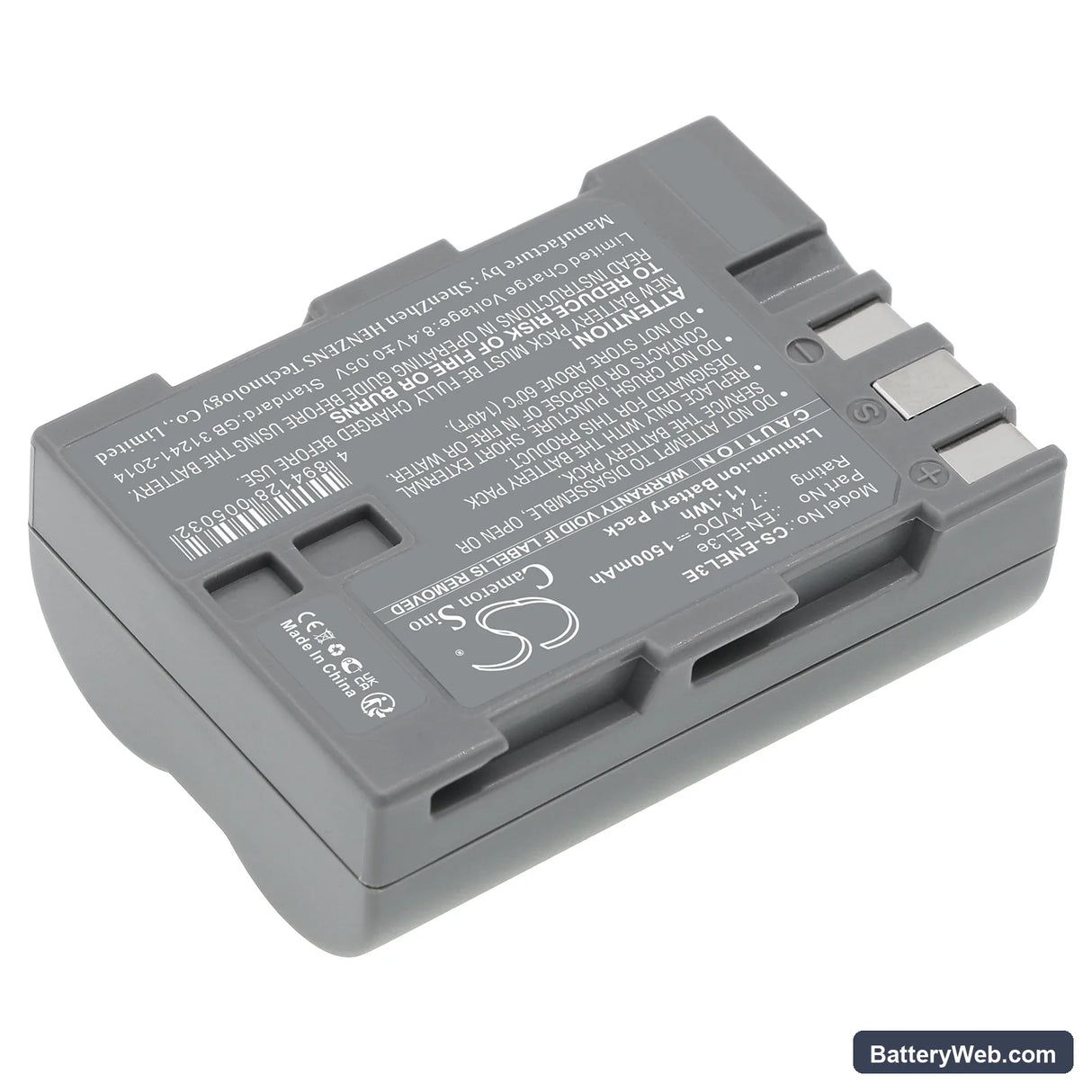 NiKon D100 Replacement Battery, 7.4V, 1500mAh, Li-ion 2