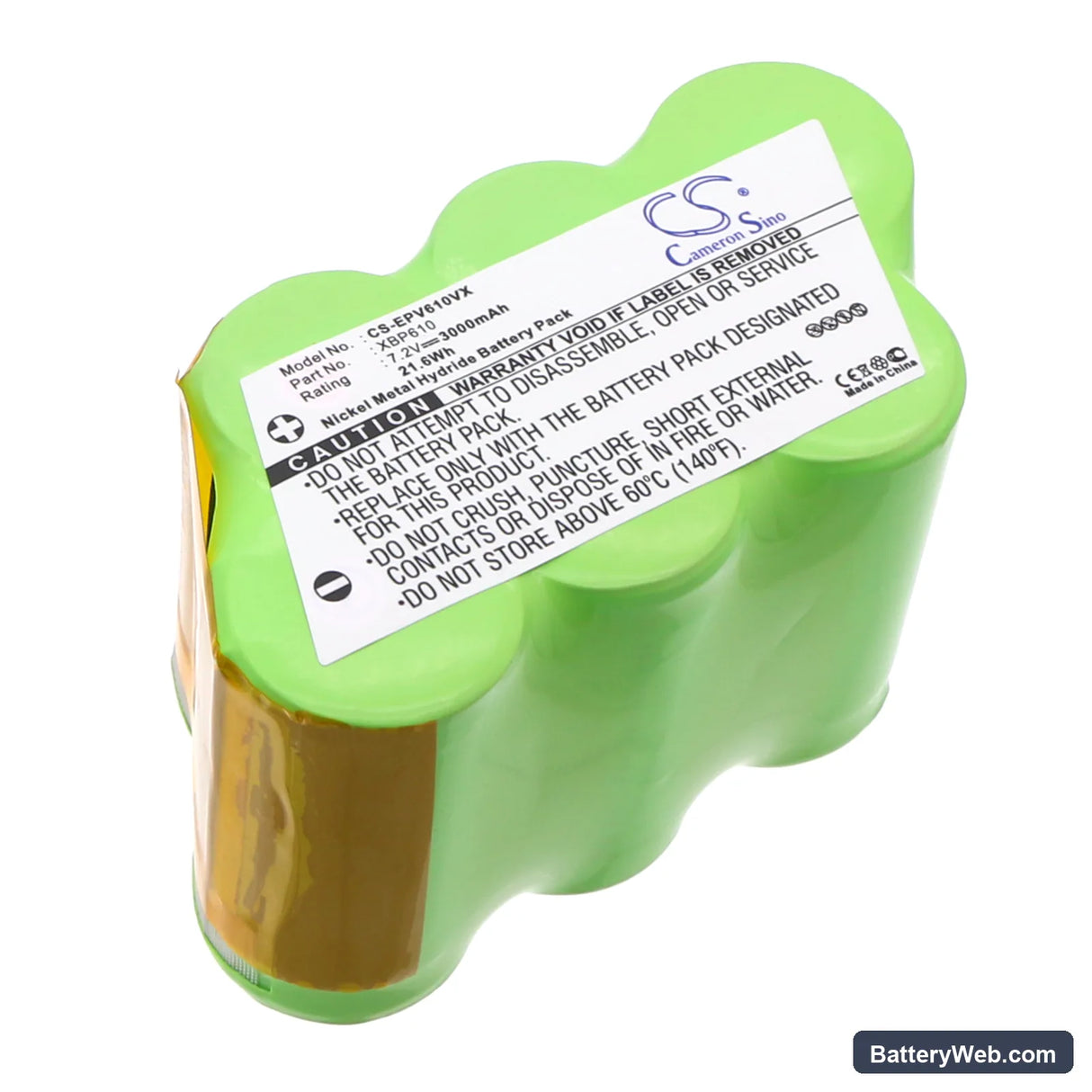 Euro Pro Shark UV610 Replacement Battery, 7.2V, 3000mAh, Ni-MH 1