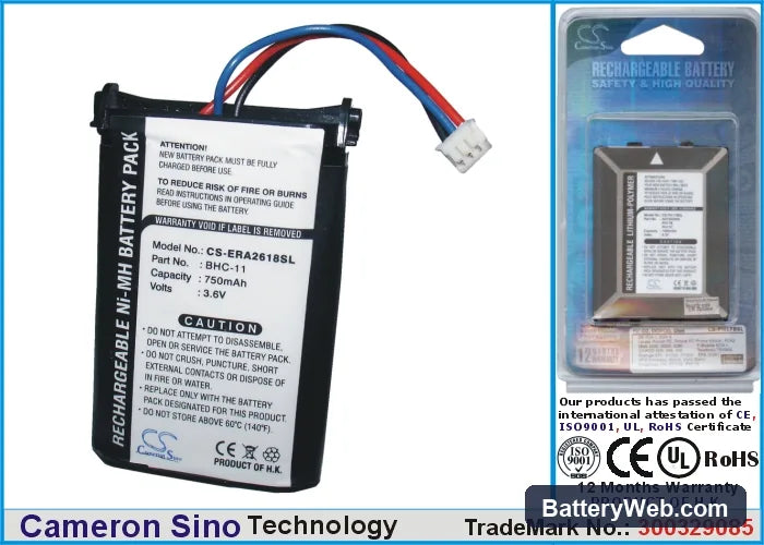 Sony Ericsson A2218 Replacement Battery, 3.6V, 750mAh, Ni-MH 1