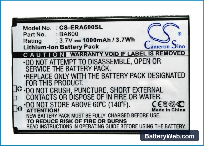 Sony Ericsson Xperia U Replacement Battery, 3.7V, 1000mAh, Li-ion 5