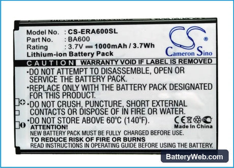 Sony Ericsson Xperia U Replacement Battery, 3.7V, 1000mAh, Li-ion 5