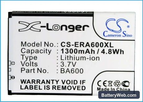 Sony Ericsson Xperia U Replacement Battery, 3.7V, 1300mAh, Li-ion 5