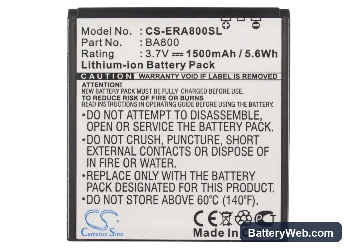 Sony Ericsson Xperia S Replacement Battery, 3.7V, 1500mAh, Li-ion 5
