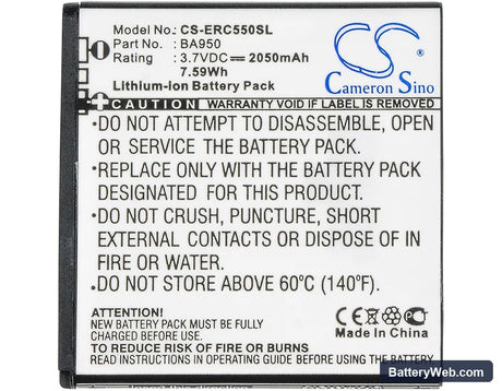 Sony BSP60 Replacement Battery, 3.7V, 2050mAh, Li-ion 5