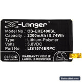 Sony Ericsson Xperia E4 Replacement Battery, 3.8V, 2300mAh, Li-Polymer 3