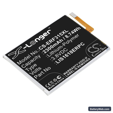 Sony Xperia E5 Replacement Battery, 3.8V, 2300mAh, Li-Polymer 1