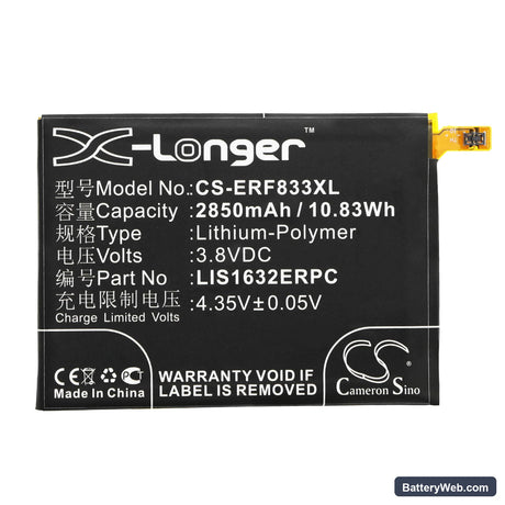 Sony Ericsson Xperia XZ Replacement Battery, 3.8V, 2850mAh, Li-Polymer 3