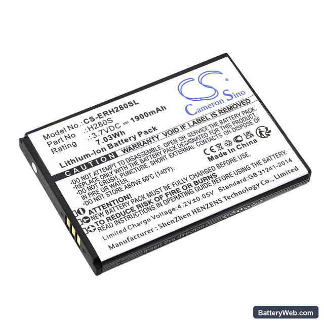 Energizer HARDCASE H280S Replacement Battery, 3.7V, 1900mAh, Li-ion 1