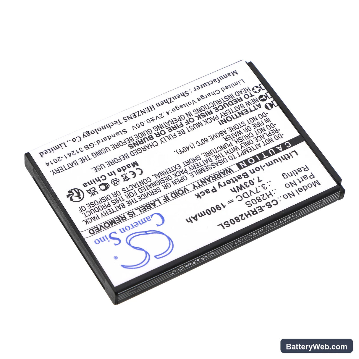 Energizer HARDCASE H280S Replacement Battery, 3.7V, 1900mAh, Li-ion 2