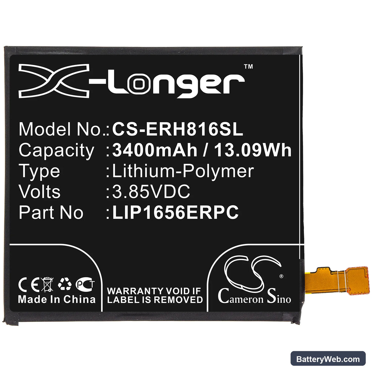 Sony Xperia XZ2 Premium Replacement Battery, 3.85V, 3400mAh, Li-Polymer 3