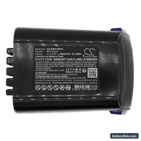 Eureka PowerPlush Z0701B Replacement Battery, 21.6V, 2000mAh, Li-ion 5
