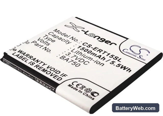 Sony Ericsson Xperia Arc Replacement Battery, 3.7V, 1500mAh, Li-ion 1