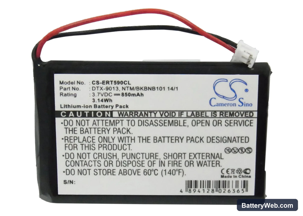 Ericsson DT590 Replacement Battery, 3.7V, 850mAh, Li-ion 5