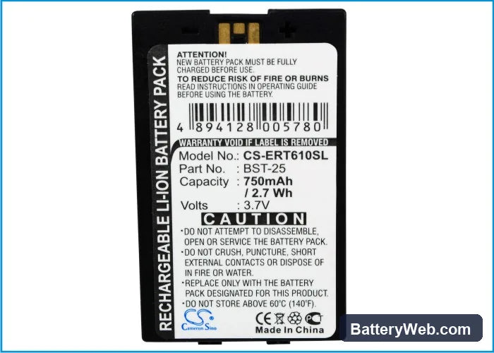 Sony Ericsson T610 Replacement Battery, 3.7V, 700mAh, Li-ion 5