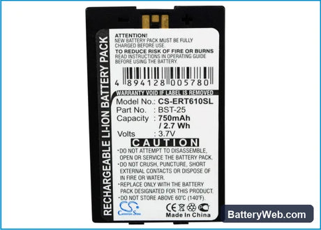 Sony Ericsson T610 Replacement Battery, 3.7V, 700mAh, Li-ion 5