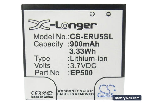 Sony Ericsson U5 Replacement Battery, 3.7V, 900mAh, Li-ion 5