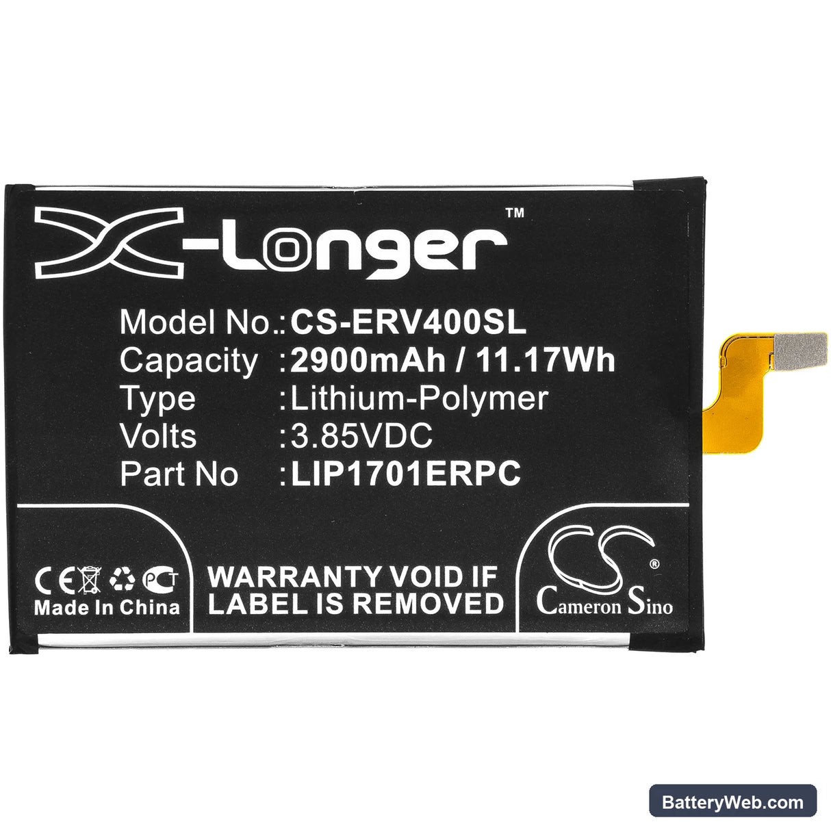 Sony Xperia 1 Global Replacement Battery, 3.85V, 2900mAh, Li-Polymer 3