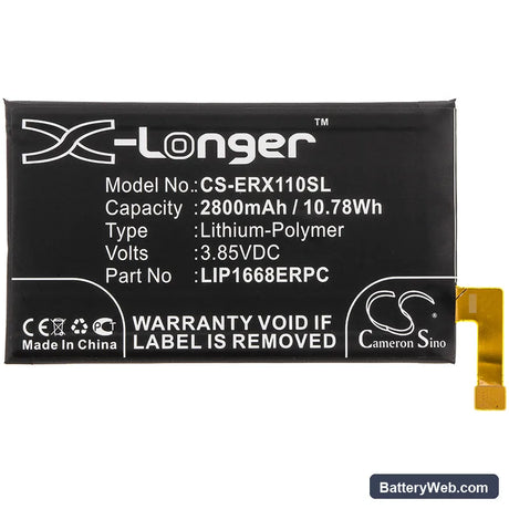 Sony Xperia 10 Replacement Battery, 3.85V, 2800mAh, Li-Polymer 3