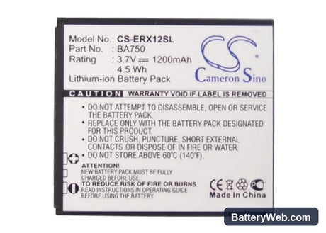 Sony Ericsson Xperia Arc Replacement Battery, 3.7V, 1200mAh, Li-ion 5