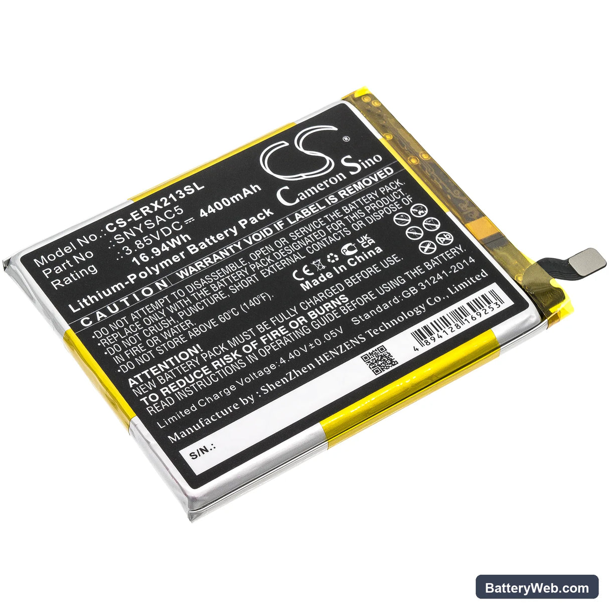 Sony Xperia 10 III 5G Replacement Battery, 3.85V, 4400mAh, Li-Polymer 1