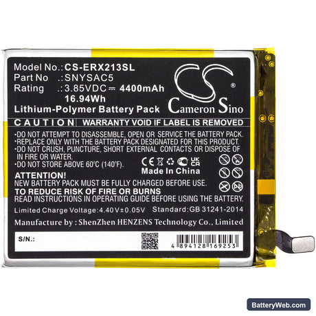 Sony Xperia 10 III 5G Replacement Battery, 3.85V, 4400mAh, Li-Polymer 3